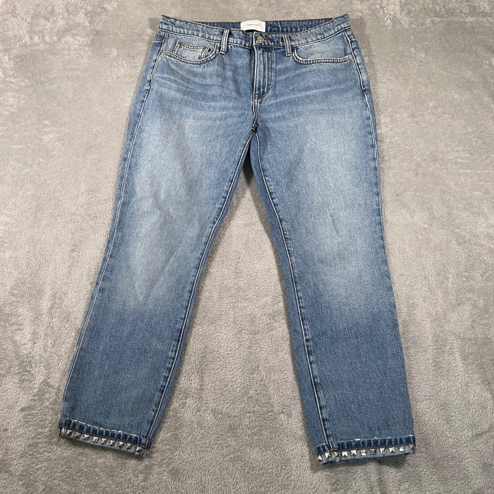 Current/Elliott Jeans Womens 29 Blue Light Wash Slim Straight Studded Hemโ